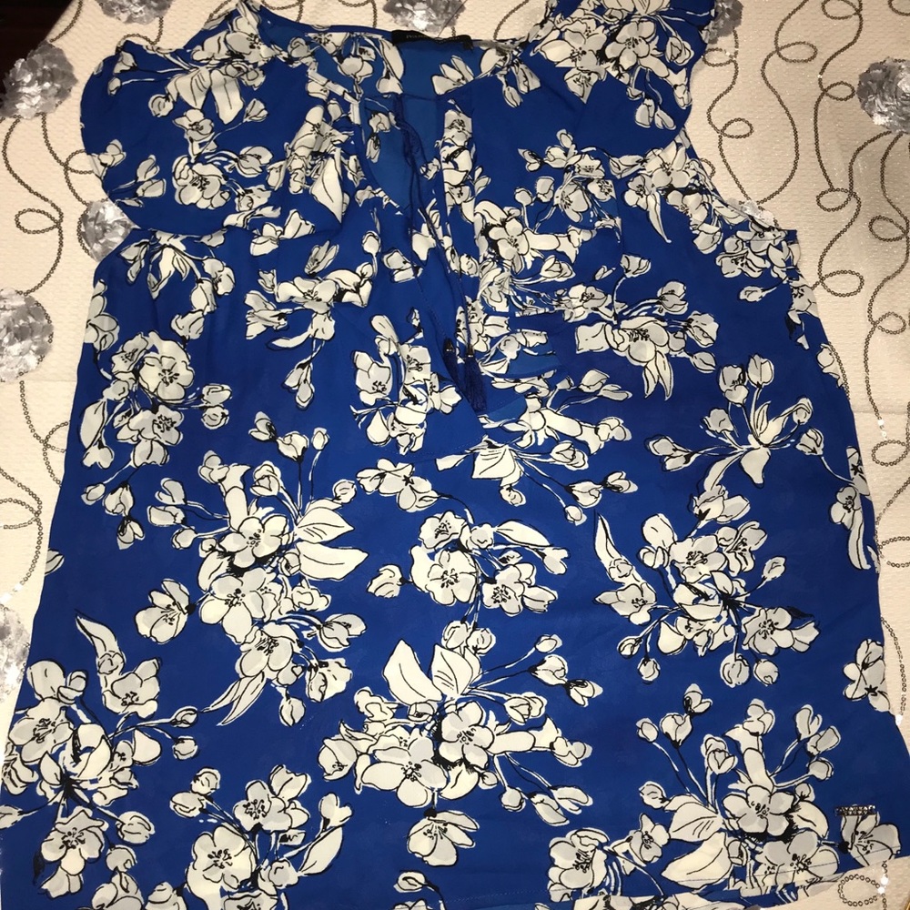 Ivanka Trump Sleeveless Floral Top with tassels